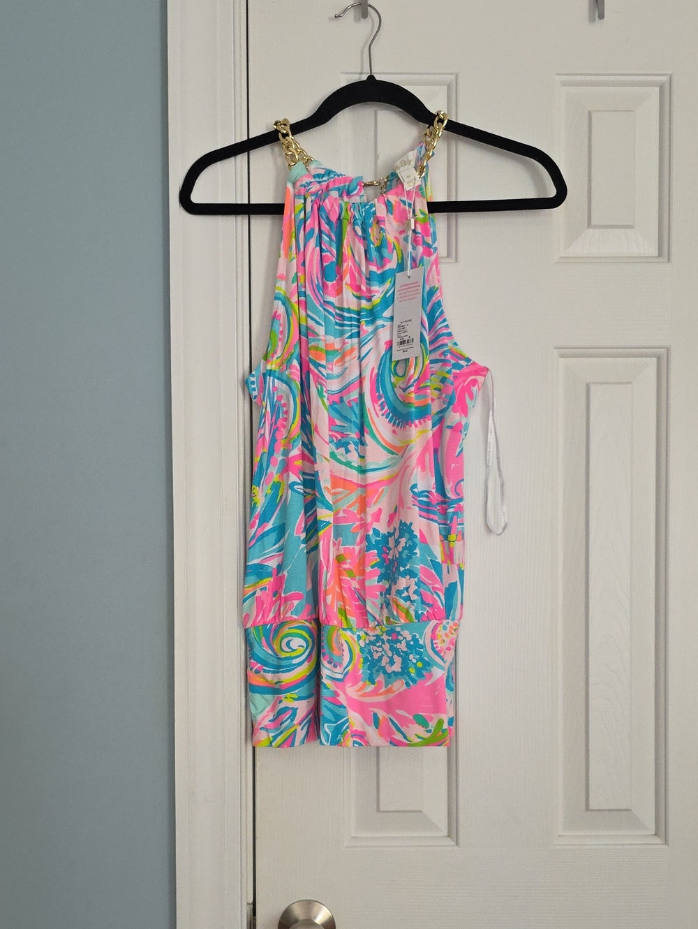 Lilly Pulitzer Multicolor Halter Top in Pink, Aqua and Yellow